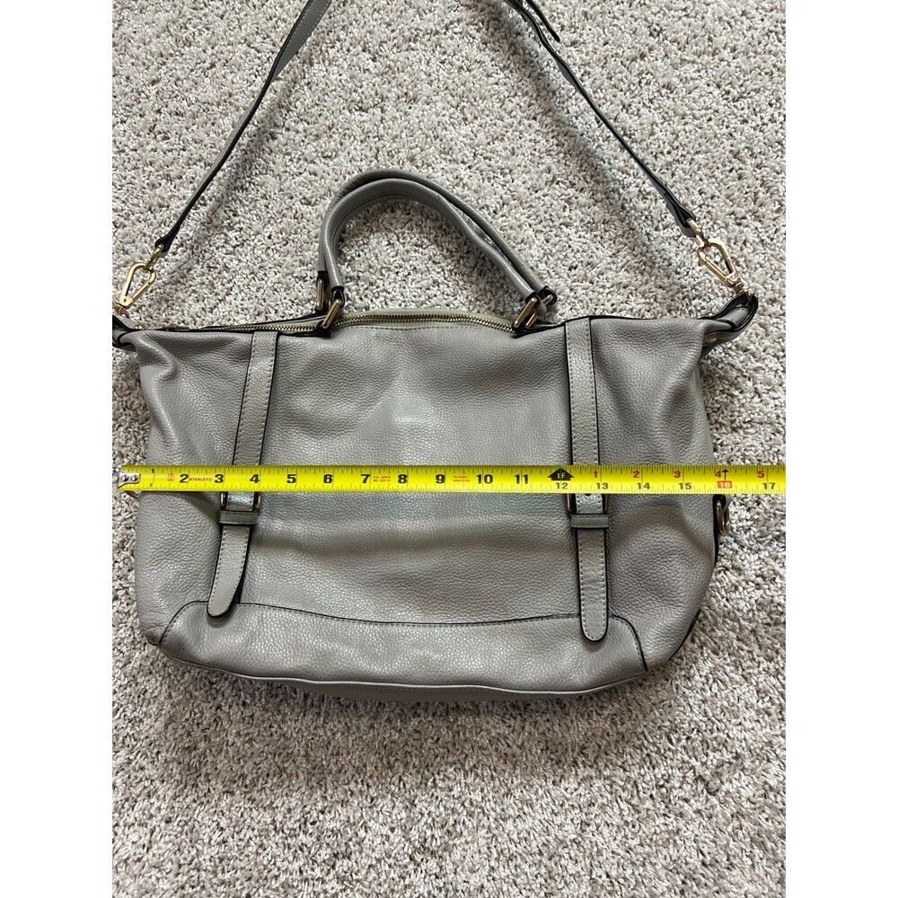 ORA DELPHNE leather Satchel light Gray LG Top Handles/Shoulder Strap - Picture 5 of 14